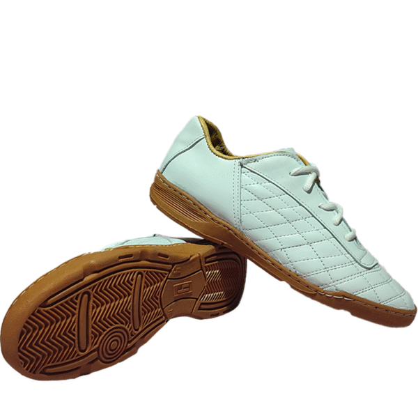 Botines de Futsal Sport Moves Blancos con Suela Caramelo – Cuero Argentino Premium para Indoor