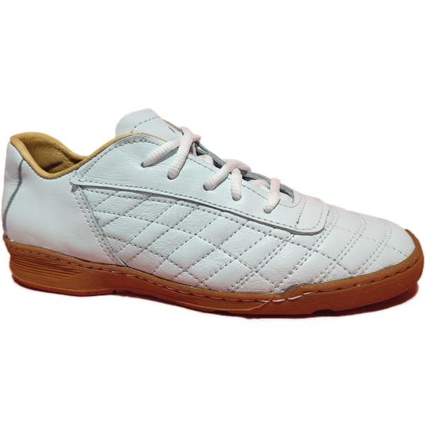 Botines de Futsal Sport Moves Blancos con Suela Caramelo – Cuero Argentino Premium para Indoor